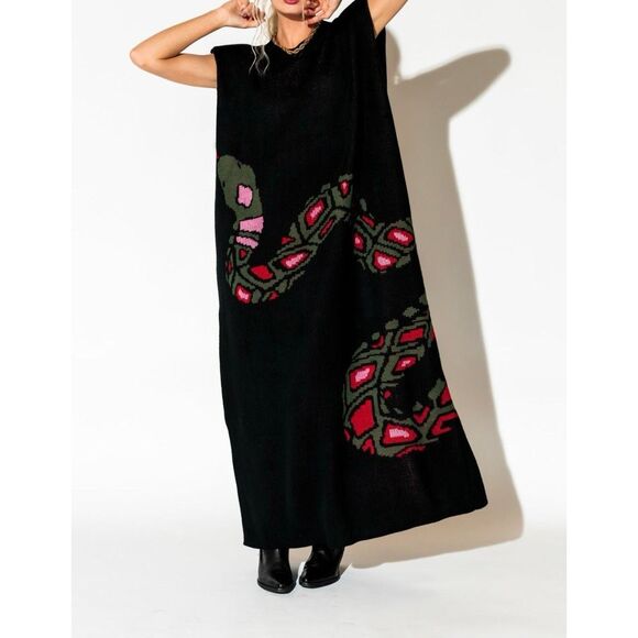 Dressed in Lala Dresses & Skirts - Dressed in LALA Big Reputation Snake Oversized Knit Maxi Dress Women’s S/M